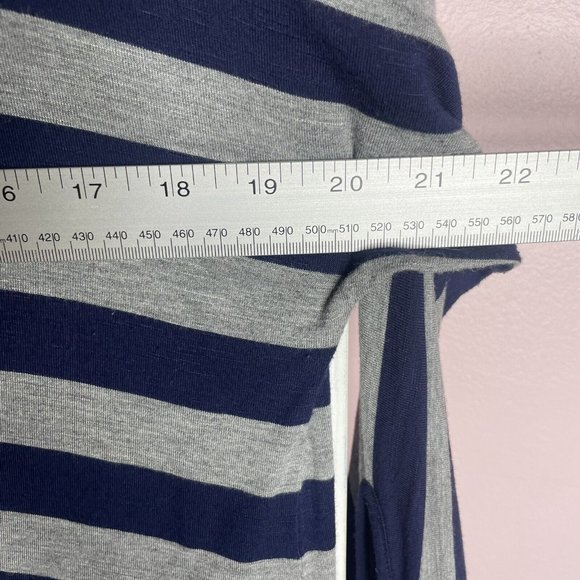 Soft Surroundings Adrift Dress M Striped Tie Cuffs Dolman Sleeves Navy Gray - Picture 6 of 8